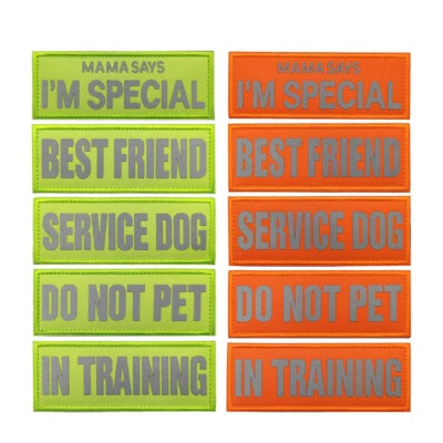Reflective Letter Words SERVICE DOG K9 Special Vest Patch Emblem Fastener Badge - Image 1 of 4