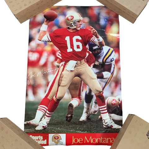 Vintage 90s NFL Football San Francisco 49ers Joe Montana 1990 Poster 23 x 35 Cover