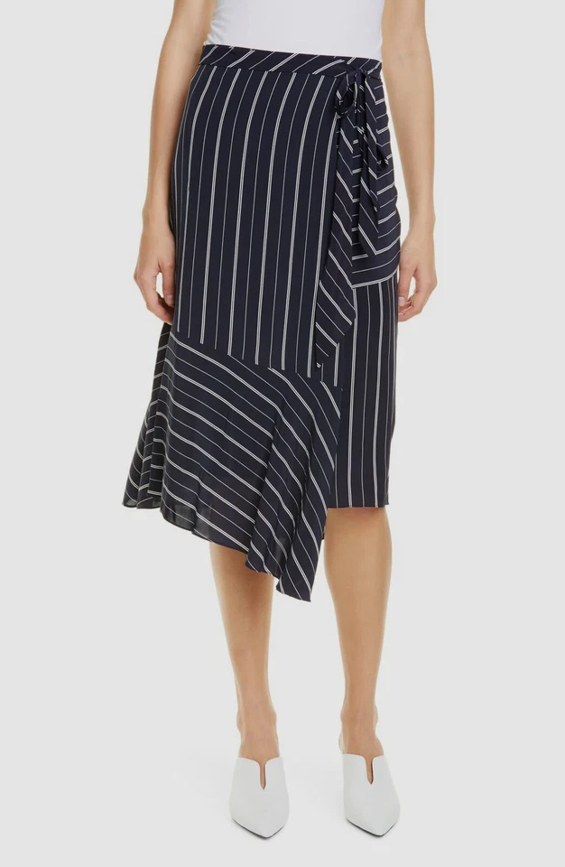JOIE Womens Size 6 Stripe LUNDYN Midnight Skirt Career Flowy Navy