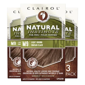 Clairol Natural Instincts Semi-Permanent Hair Dye, M9 Light Brown, Pack of 3 - Picture 1 of 12