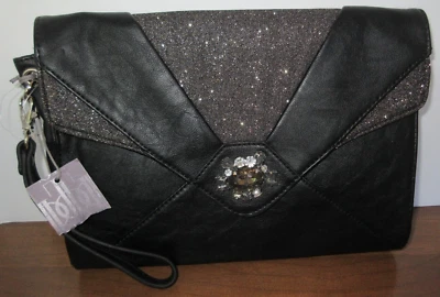 Jennifer Lopez JLO Handbag Clutch Black Rhinestones Bling Detachable Strap NEW - Image 1 of 4