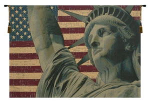Statue of Liberty United States Flag Italian Tapestry WallArt Hanging 24x38 inch - Picture 1 of 5