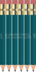 36 Teal Mini short Half golf Hexagon #2 pencils Eraser ExpressPencilsTM - Picture 1 of 3