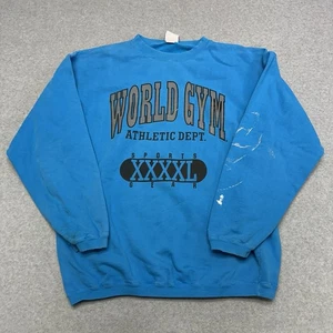 Vintage Golds Gym Crewneck Sweatshirt Bodybuilding Distressed Stained Blue Sz L - Picture 1 of 12