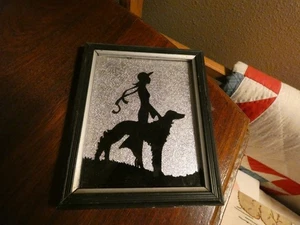 Silhouette levriero da appendere a parete vernice rovesciata vintage lamina testurizzata - Foto 1 di 5