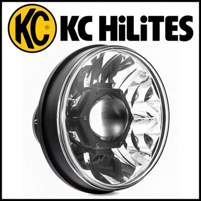 KC Hilites 7" Gravity LED Pro 55W / 60W ÚNICO Faro se adapta 07-18 Wrangler JK Foto 1 de 4