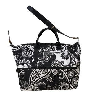 Vera Bradley Black & White Paisley Expandable Weekender Duffle Bag - Picture 1 of 9