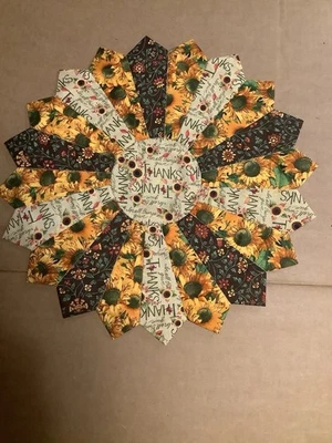 Handmade Quilted 15” Thankful Sunflowers Farmhouse Table Topper, Candle Mat,NEW - Image 1 of 3