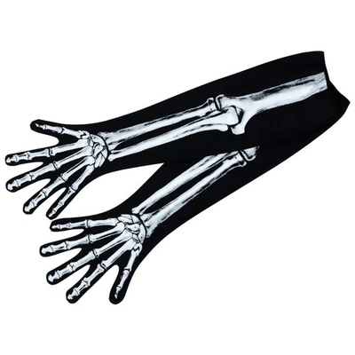  Adult Finger Gloves Guanti Per Halloween Con Teschio Skeleton Skull - Image 1 of 4