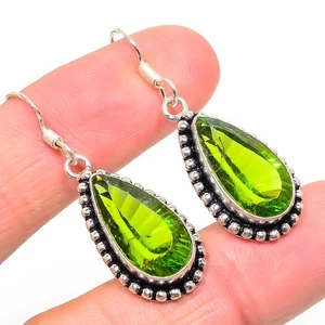 Peridot Gemstone 925 Sterling Silver Earring 1.81" A334 - Picture 1 of 5