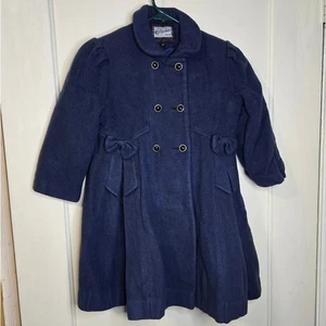 Rothschild Girls Vintage Wool Coat Navy Blue Pea coat Size 5 - Picture 1 of 11