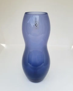 CIVE EMPOLI ITALIAN BLUE GLASS HOURGLASS VASE 23CM - Picture 1 of 8