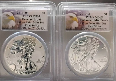 2013-W American Silver Eagle PCGS 2-Coin Set (MS69/PR69) - Image 1 of 2