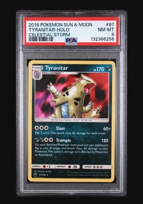 2018 Pokemon Sun and Moon Celestial Storm Tyranitar Holo #87 PSA 8 (Low Pop 19) - Image 1 of 3
