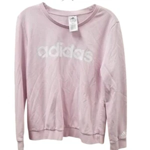 Adidas Sweatshirt Long Sleeve Crew Neck Pullover Pink White Girls Size Medium - Picture 1 of 4