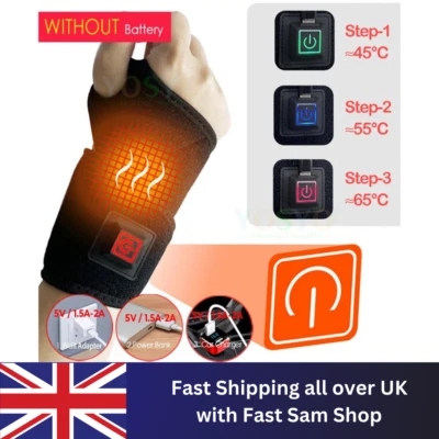 PAKASEPT Electric Heating Wristband 3-Speed Joint Wrist Wristband for Hand USB Power UK