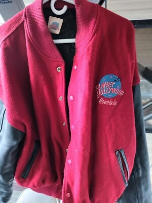 VINTAGE 1995 Planet Hollywood Orlando Suede & Wool Blend Bomber Jacket Large - Image 1 of 4