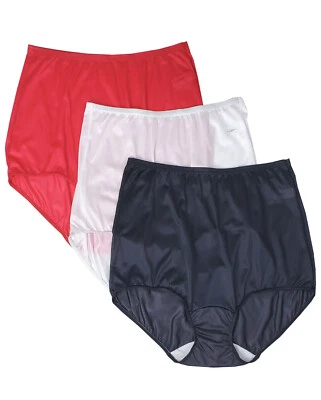 Shadowline Mujer Ropa Interior Negro Blanco Rojo Calzoncillos Bragas Nylon Cintura Alta Paquete de 3 Foto 1 de 4