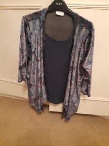 Cotswold Collection Velvet Feel Top With Attached Navy Camisole Size Med - Picture 1 of 5