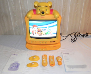 Disney Winnie the Pooh 13" gelbe Farbe TV & DVD Player Set - 3 Fernbedienungen, Handbücher