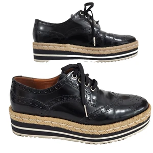 Pons Quintana Zapatos Mujer 35 5 Negro Charol Plataforma Oxfords Cuerda Con Cordones España - Imagen 1 de 11
