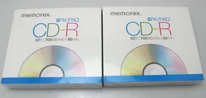 Lot 2 Memorex 5 Pack CD-R 52x 700MB 80 min Recordable Audio CD’s Jewel Case New! - Picture 1 of 4
