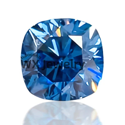 Cushion Cut Brilliant Vivid Blue Loose Moissanite 3x3-12x12mm GRA Certificate - Image 1 of 4
