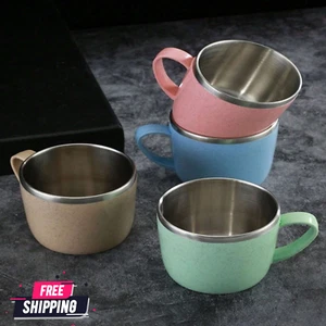 Taza de café aislada de doble capa de acero inoxidable con mango para leche y café - Imagen 1 de 14