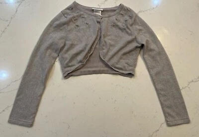 Suéter Bonnie Jean Niñas Encogido de hombros Talla XL Bolero Elegante Plata Gris Brillante Foto 1 de 4