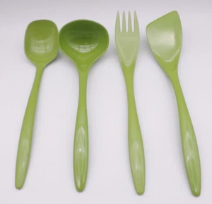 4 Vintage Rosti-Hutzler Mepal Avocado Green Kitchen Utensil Set Denmark Melamine - Picture 1 of 17