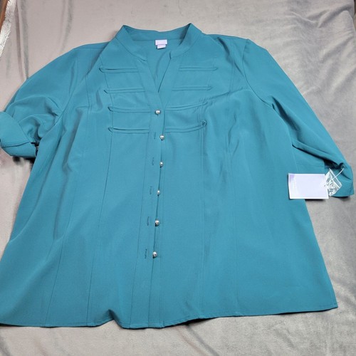 Laura Scott Womens Plus Military Blouse Deep Teal 18/20W ButtonDown eBay