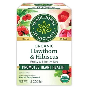 Traditional Medicinals Organic Heart Tea Hawthorn With Hibiscus 16 Bag - Picture 1 of 7
