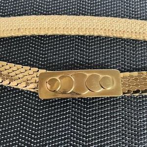 24" bis 38" Stretch Gurt Gürtel mit Gold Metall Schuppen Haken Verschluss 3/4" breit Vintage - Bild 1 von 5