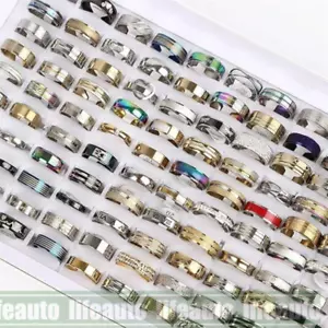 Bulk Lot Mixed Stainless Steel Rings Men's women's Fashion Ring Wholesale *100 - Picture 1 of 8
