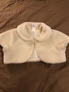 Gymboree Girl's Size M Faux Fur White  Bolero Cropped Jacket Coat - Picture 1 of 6