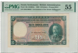 Straits Settlements/ British Malaya 10 Dollars 1935 PMG55 - Picture 1 of 2
