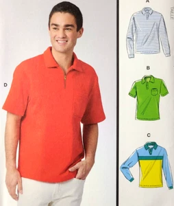 Uncut McCalls M8518 Sew Pattern Men's Polo Color Block Shirt Rugby Long Sleeve - Picture 1 of 4