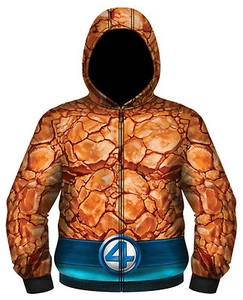 Marvel Comics Fantastic Four The Thing Disfraz Sublimado Cremallera Capucha Vellón - Imagen 1 de 1