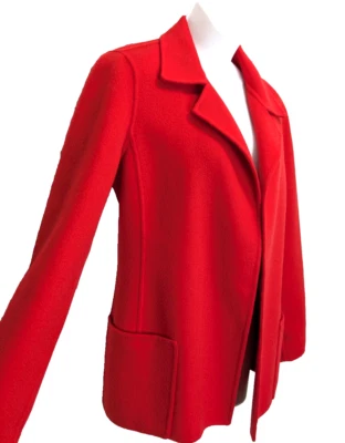 Chaqueta Ellen Tracy por Linda Allard Roja Lujo Lana Frente Abierto Y2K Carrera Talla 2 Foto 1 de 4