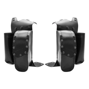 Motorcycle PU Leather Left Crash Bar Guard Bags With Water Bottle Holder Touring - Imagen 1 de 12