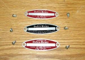 1954-1962 DELCO REMY DISTRIBUTOR, STARTER, GENERATOR TAGS SET OF 3 ** USA MADE * - Picture 1 of 3