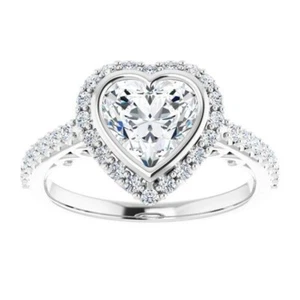1 ct Heart Cut D-VVS1 Moissanite Wedding Engagement Ring S925 Sterling Silver - Picture 1 of 12