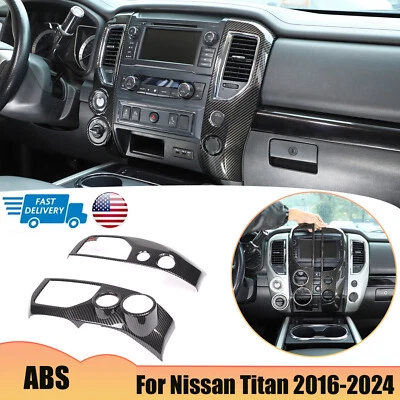 ABS Carbon fiber Center Console air outlet Trim Cover For Nissan Titan 2016-2019 - Image 1 of 4