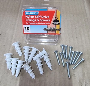 Fijaciones y tornillos autopropulsados de nailon placas de yeso paredes huecas herramientas 2276 - Imagen 1 de 6