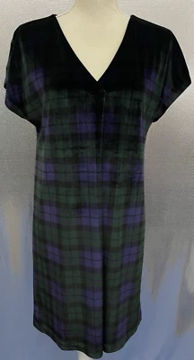 Vestido Vineyard Vines para mujer talla S reloj negro azul verde terciopelo a cuadros cuello en V nuevo con etiquetas Foto 1 de 4