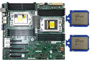 Supermicro H11DSI Motherboard REV2.0 + 2x AMD EPYC 7261 8 Cores 2.5-2.9GHz CPU - Bild 1 von 7