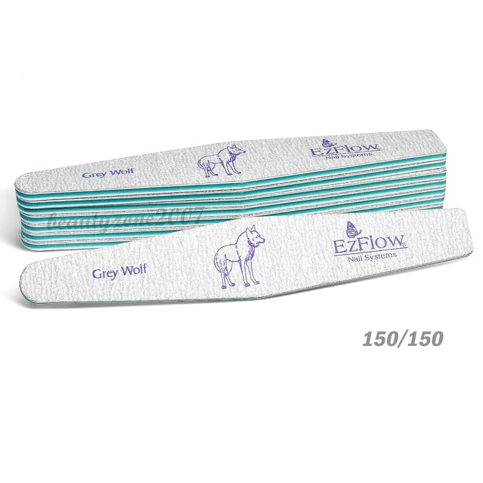 2 pcs Ezflow Grey Wolf Nail Files 150/150 for Acrylic UV Gel Dip Powder - Image 1 of 1