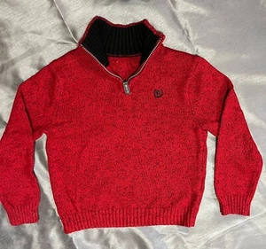 Little Boys Chaps Red & Black Marbled Cotton Sweater, Size 6 - Picture 1 of 5