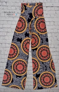 USA New Womens JUP FOLDOVER NAVY PAISLEY SUN MEDALLION TALL PALAZZO PANTS S M - Picture 1 of 4