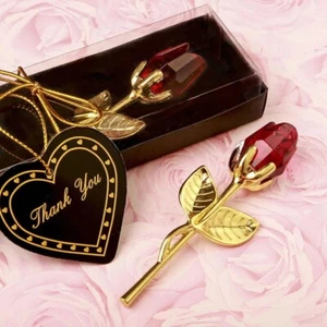 Crystal Rose In A Black Box Wine Red Rose Decoration for Valentine Day Gifts - Picture 1 of 14